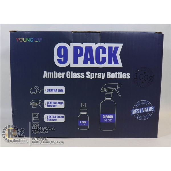 9PK AMBER GLASS SPRAY BOTTLE