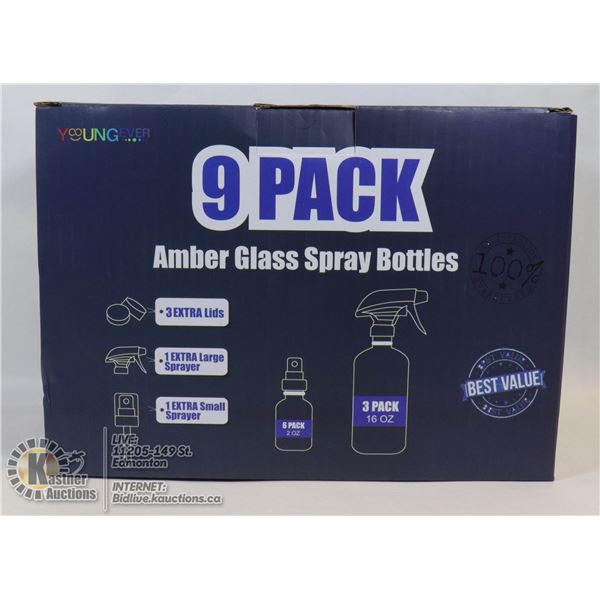 9PK AMBER GLASS SPRAY BOTTLE