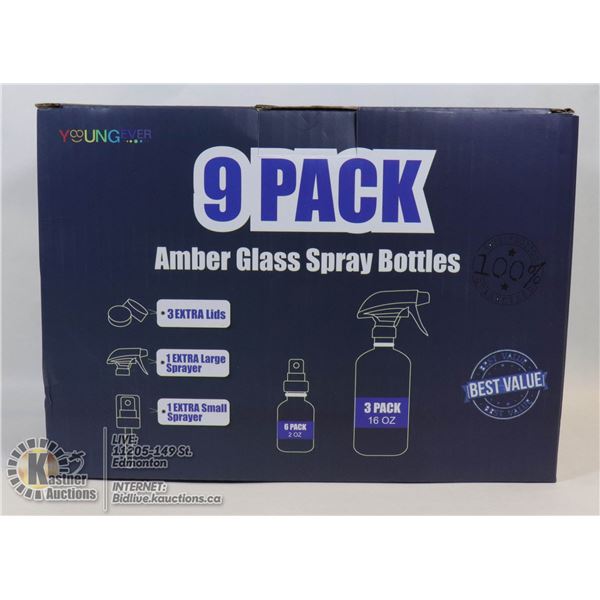 9PK AMBER GLASS SPRAY BOTTLE