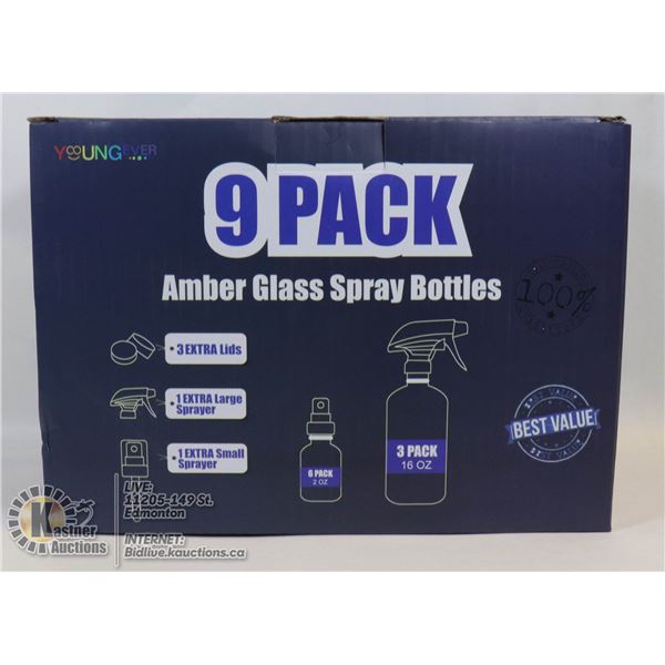 9PK AMBER GLASS SPRAY BOTTLE