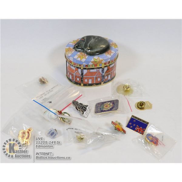 CAT TIN WITH 13 PINS