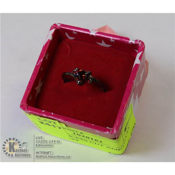 HEART PRINCESS CUT AMETHYST LIKE RING SZ9