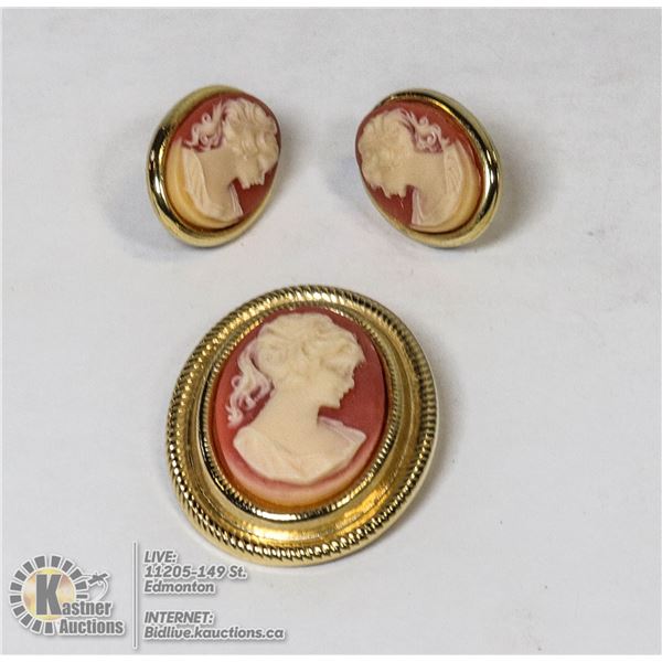 CAMEO BROACH & EARINGS