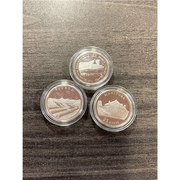 LOT OF 3 PROOF CANADIAN QUARTER -1992 MANITOBA