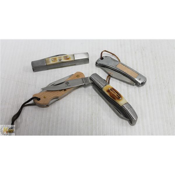 LOT OF 4 NEW FOLDING POCKET KNIVES