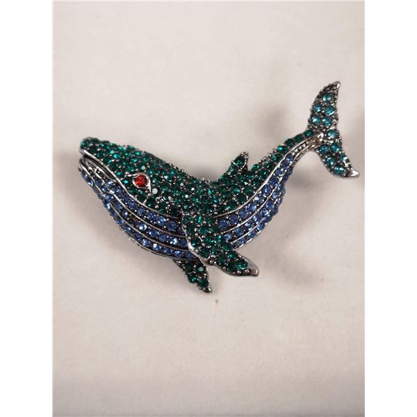 KILLER WHALE RHINESTONE BROOCH