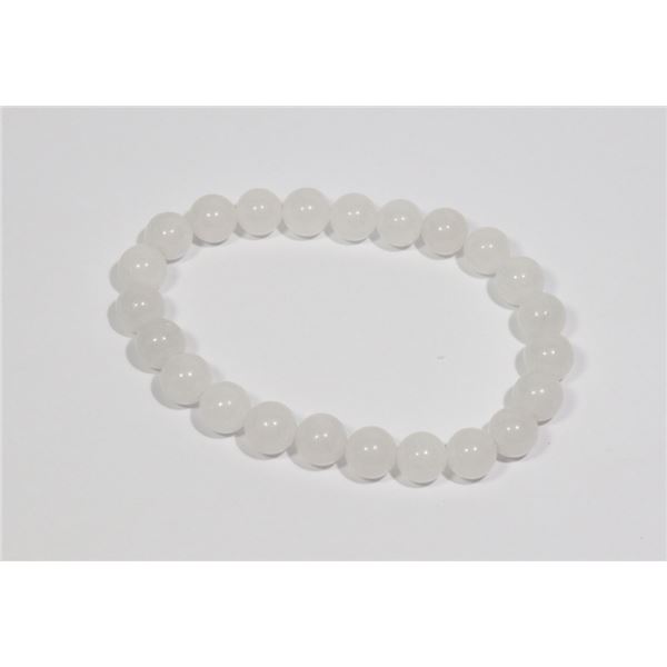 #181-NATURAL SELENITE BEAD BRACELET 8mm/7.5"