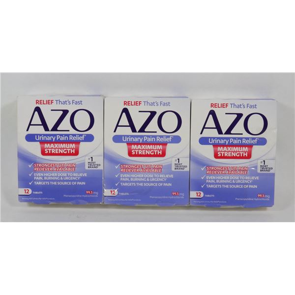 LOT OF 3 AZO URINARY PAIN RELIEF