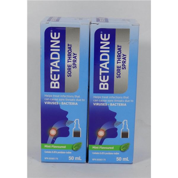 LOT OF 2 BETIDINE SORE THROAT SPRAY
