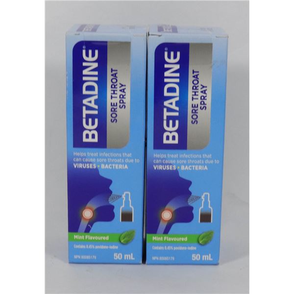 LOT OF 2 BETIDINE SORE THROAT SPRAY