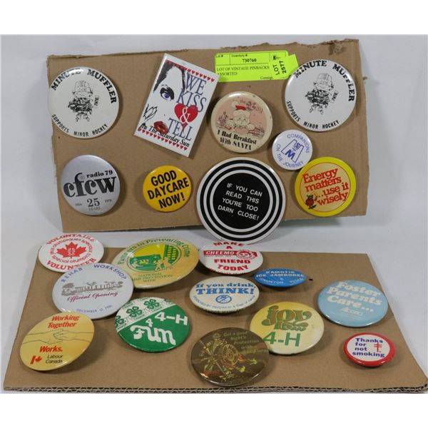 LOT OF VINTAGE PINBACKS ASSORTED