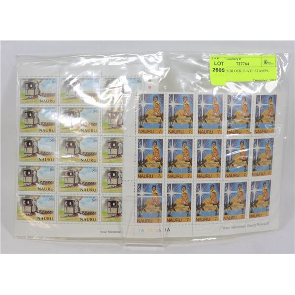2 SHEETS BLOCK PLATE STAMPS. NAURU