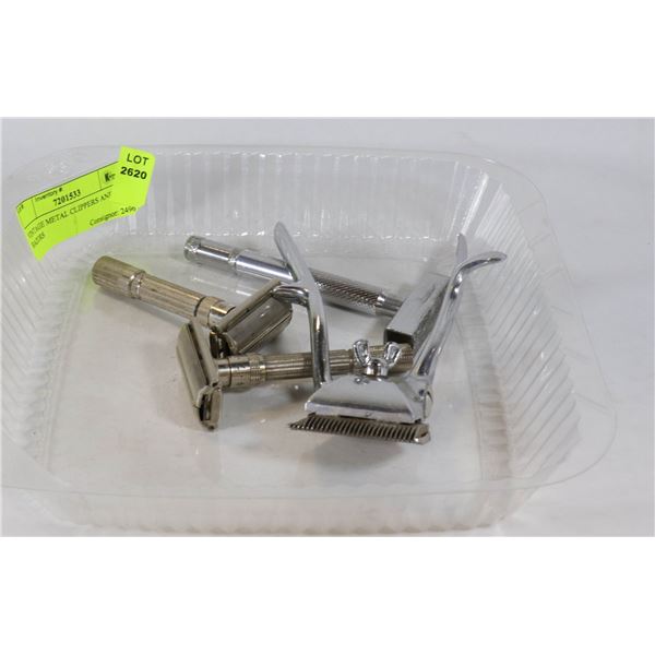 VINTAGE METAL CLIPPERS AND RAZORS