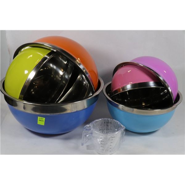 SET OF 6 STAINLESS ENAMEL MIXING BOWL SET