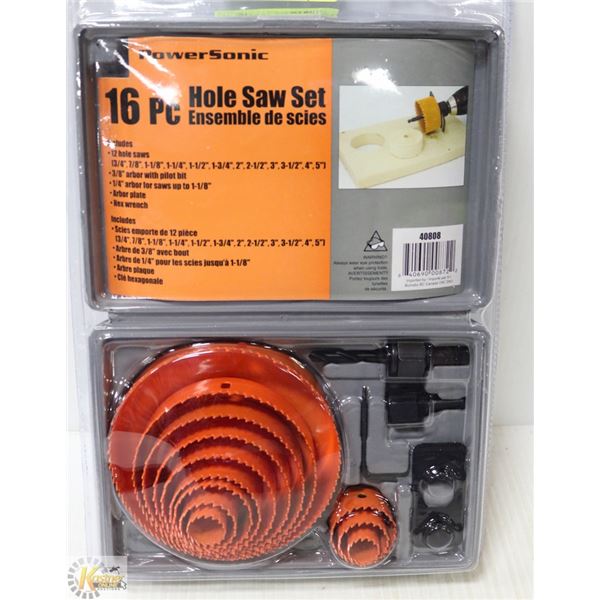 NEW 16PCS HOLE SAW SET WITH CASE