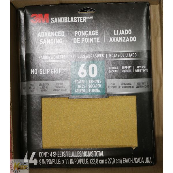 LOT OF 5 NEW PACKS OF 3M 60 GRIT SAND PAPER SHEETS