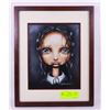 Image 1 : WOOD FRAMED FIGURATIVE ART CRYING GIRL SIGNED