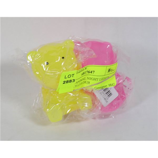 LOT OF 2 ANIMAL NIGHT LIGHTS LED MULTI COLOUR