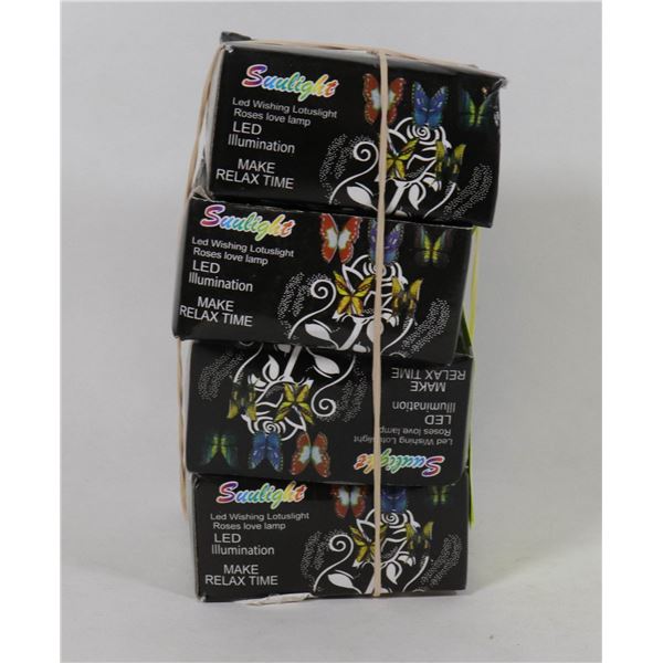 4 BUTTERFLY LED NIGHTLIGHTS MULTI COLOURED SUCTION