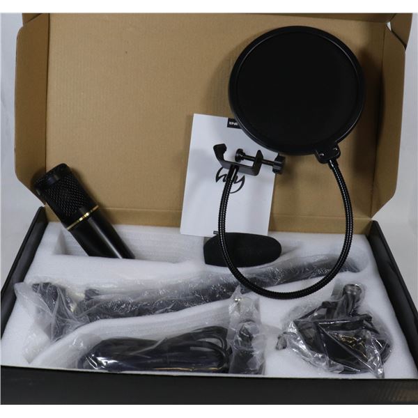 CONDENSOR MICRO PHONE WITH MOUNTING ARM AND POP