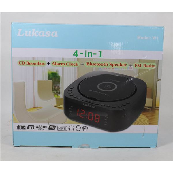 LUKASA 4 IN 1 CD BOOMBOX ALARM CLOCK