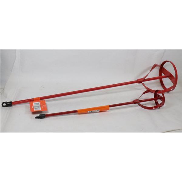 LOT OF 2 DIFFERENT SIZED PAINT MIXERS - 1 LARGE