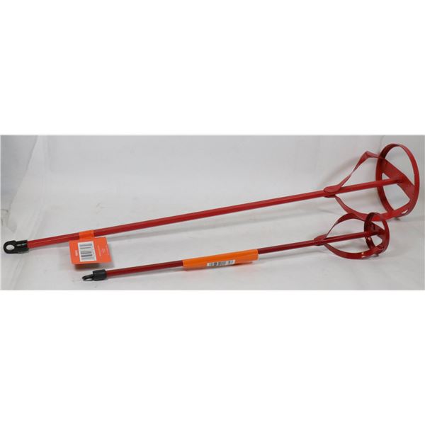 LOT OF 2 DIFFERENT SIZED PAINT MIXERS - 1 LARGE