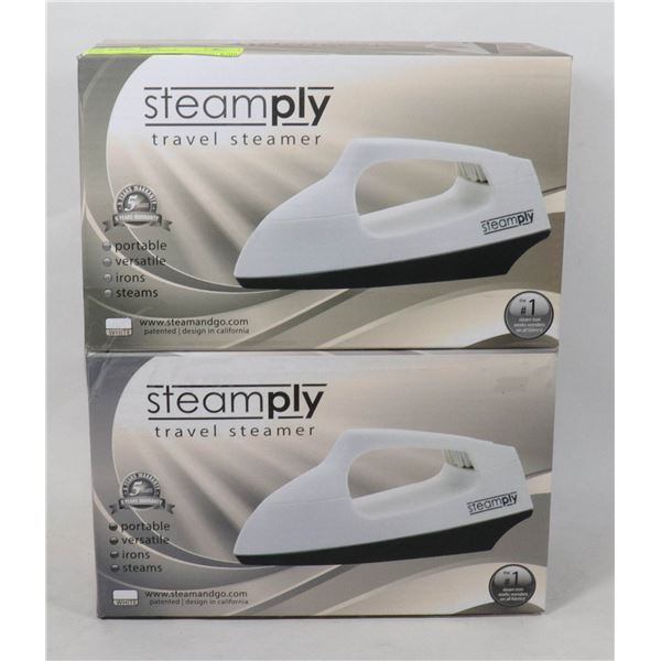 2 NEW WHITE STEAMPLY TRAVEL STEAMERS