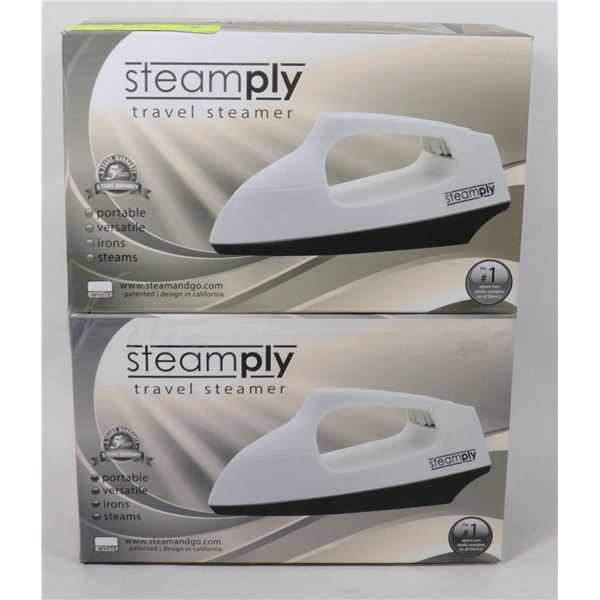 2 NEW WHITE STEAMPLY TRAVEL STEAMERS