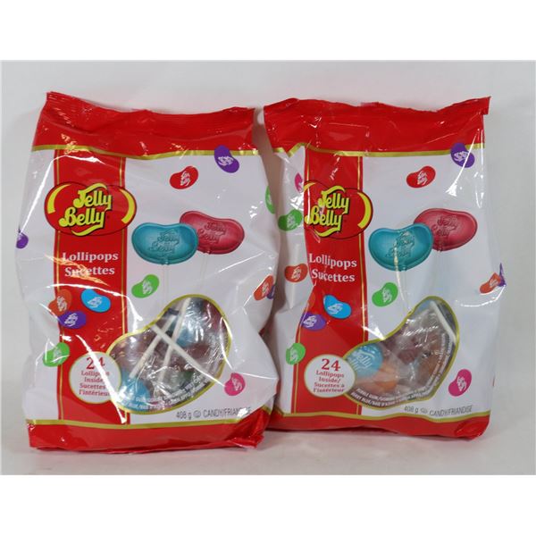 2 BAGS JELLY BELLY LOLLIPOPS 6 FLAVOURS