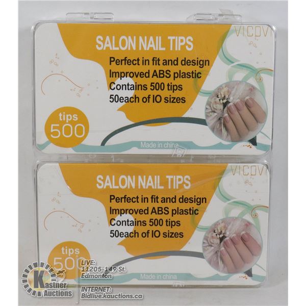 LOT OF TWO 500PC SALON NAIL TIPS