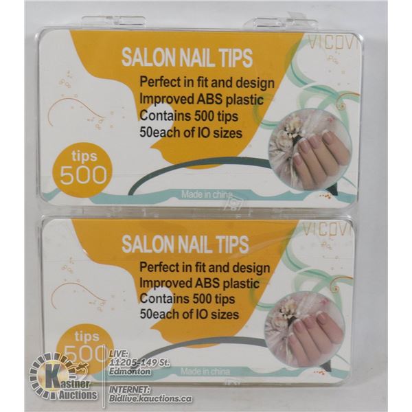 LOT OF TWO 500PC SALON NAIL TIPS