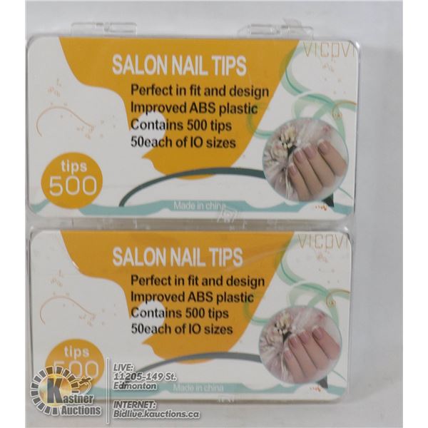 LOT OF TWO 500PC SALON NAIL TIPS