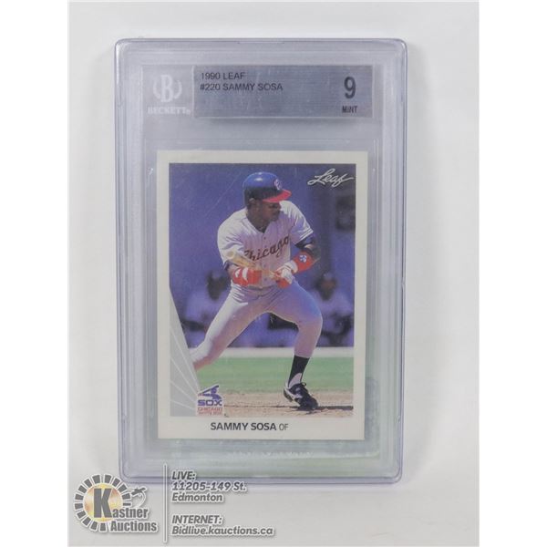 1990 GRADED SAMMY SOSA ROOKIE CARD BASEBALL