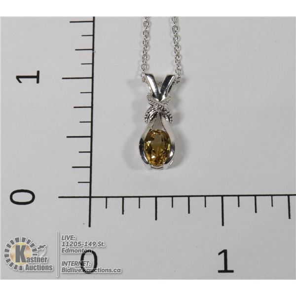 #174-CITRINE PENDANT/ NECKLACE 18"