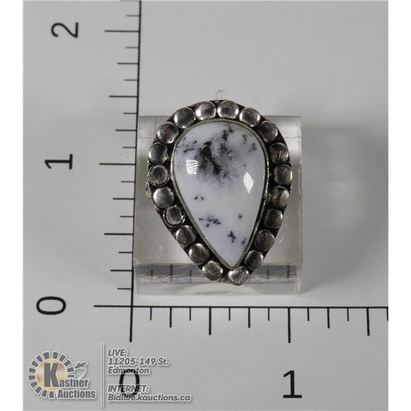 #127-DENDRITIC OPAL RING SIZE 7.5