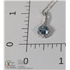 Image 1 : #163-BLUE TOPAZ PENDANT/ NECKLACE 18"