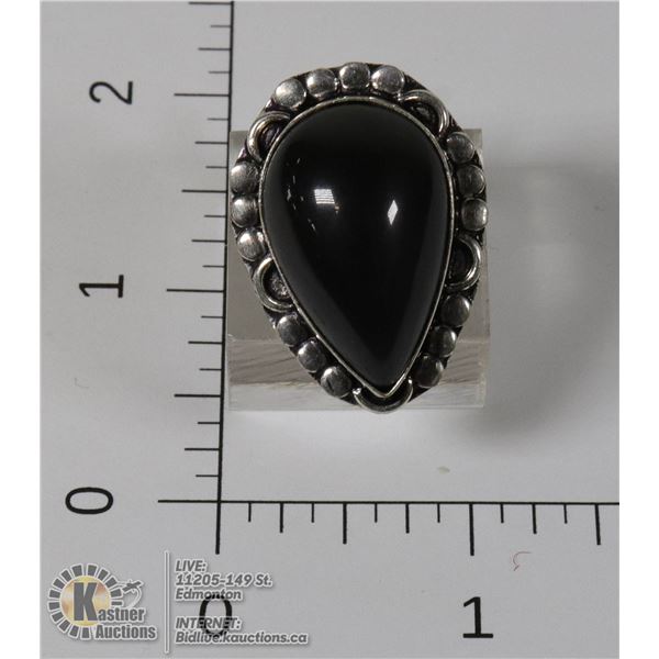 #143-BLACK OBSIDIAN RING SIZE 7.5