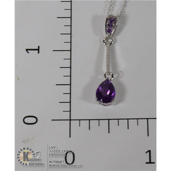 #158-AMETHYST PENDANT/ NECKLACE 18"