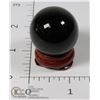 Image 1 : #277-BLACK OBSIDIAN SPHERE BALL + STAND 29.8mm