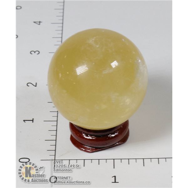 #271-CITRINE SPHERE BALL + STAND 40mm
