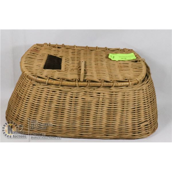 VINTAGE WICKER FISHING BASKET