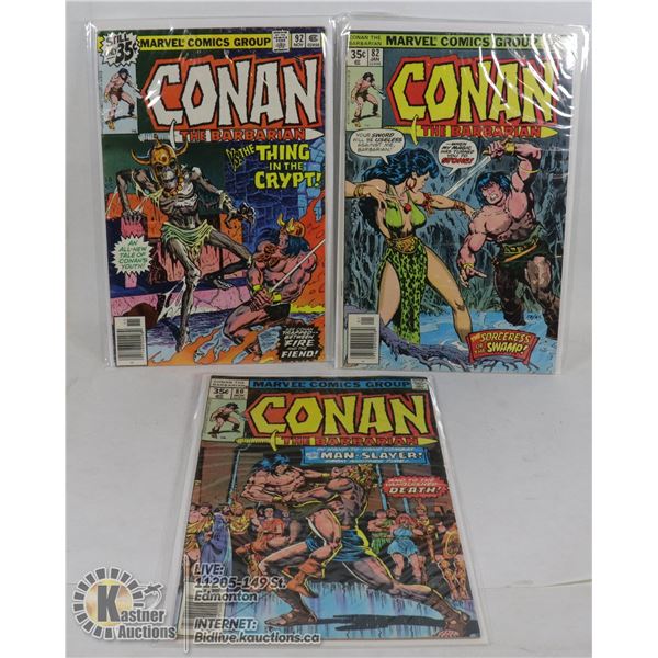 3 VINTAGE CONAN THE BARBARIAN COMICS
