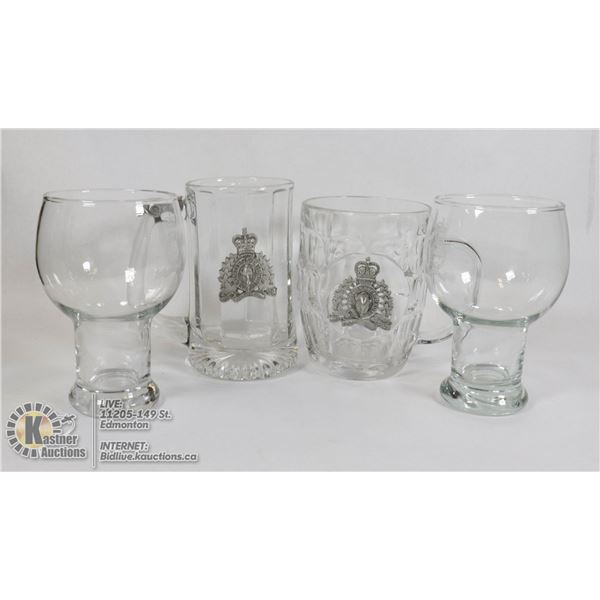 RCMP PEWTER EMBOSSED BARWARE BEER STEINS
