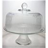 Image 1 : 20)  2PCE RIBBED GLASS CAKE DISH WITH COVER
