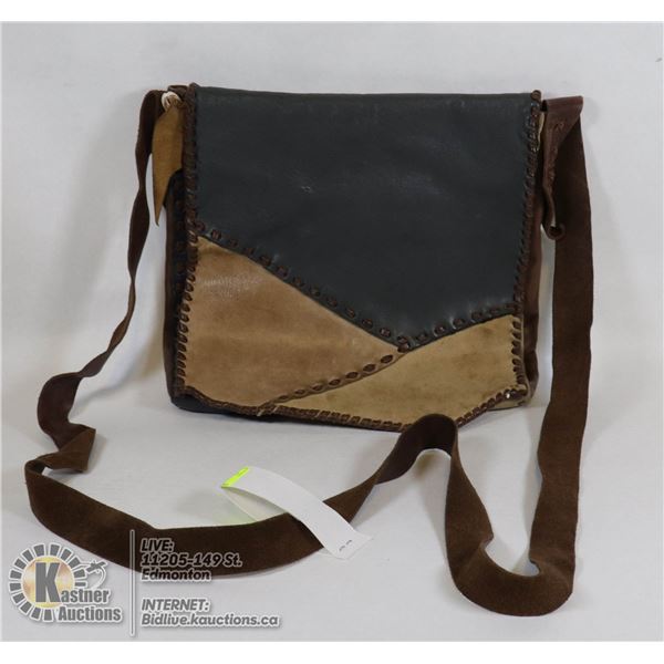 CROSS-SHOULDER PATCH-STYLE LEATHER PURSE