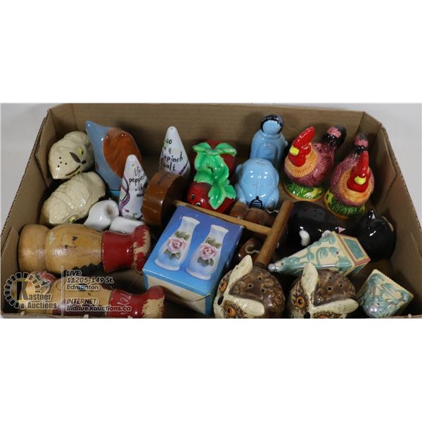 FLAT OF VINTAGE SALT AND PEPPER SETS