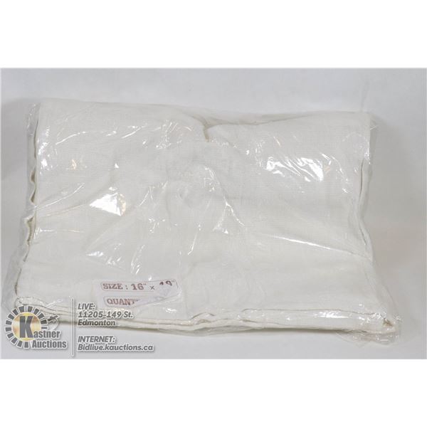 NEW BAG OF 12 WHITE PROFESSIONAL 100% COTTON