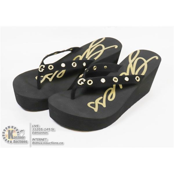 PAIR OF NEW AUTHENTIC BLACK GUESS SANDAL SHOE -