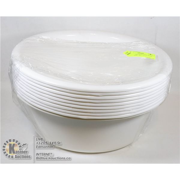 LOT OF 10 ROUND PLASTIC BASIN CONTAINERS - 14"-